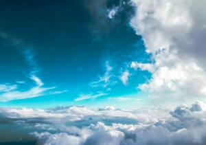 white clouds and blue sky